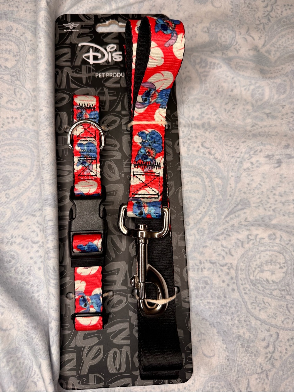Disney Stitch Pattern Small Dog Pet Collar & 5 foot Leash Set